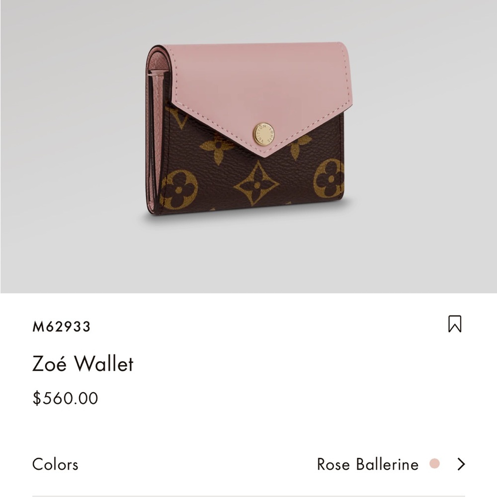 Authentic LV ZoeWallet - Inside is pale-pink Rose Ballerine.